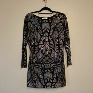 NWOT NYGÅRD Collection Black Silver Metallic Mini Dress S Sexy Club Party.